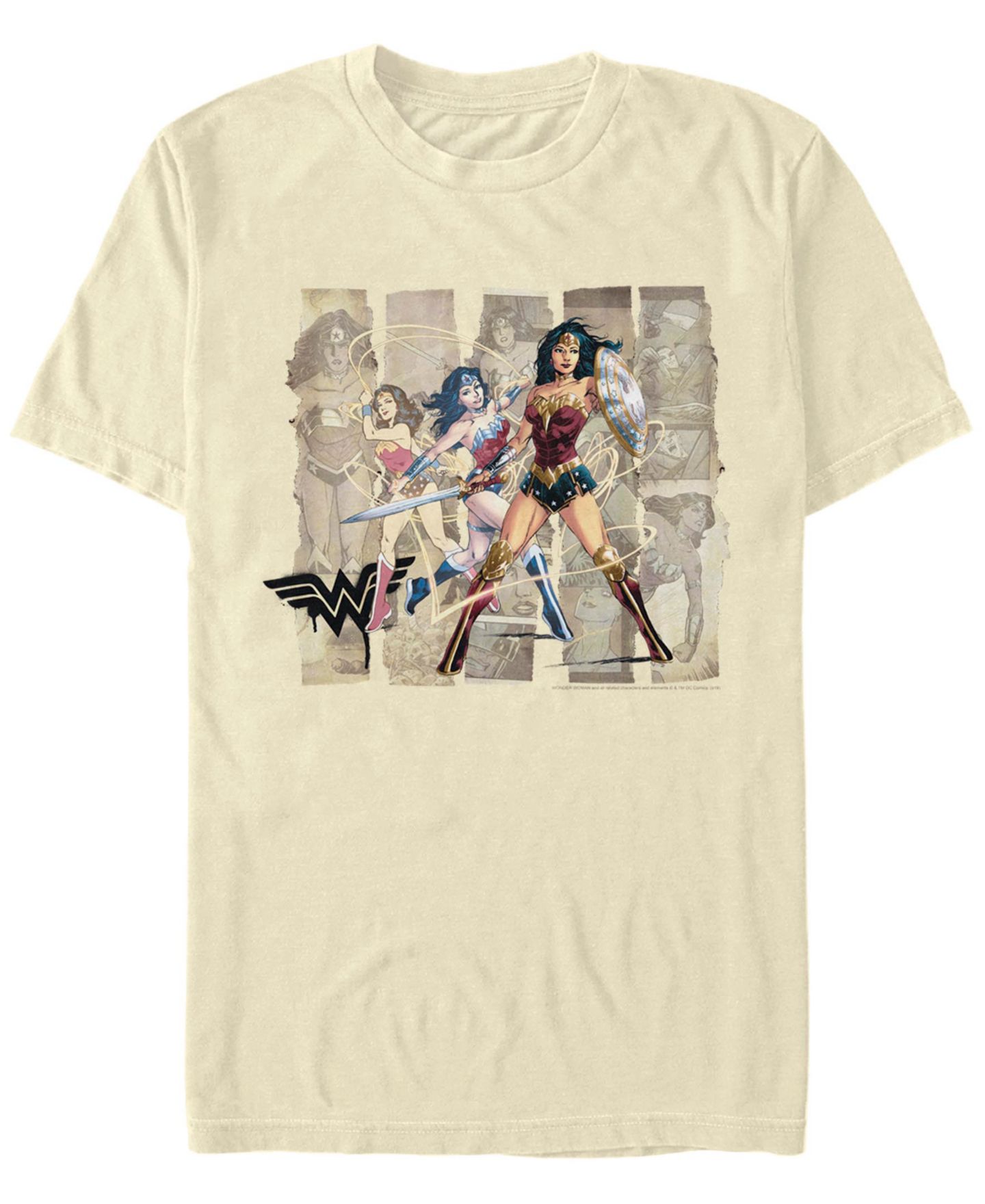 Мужская футболка Fifth Sun Wonder Woman Paper Panels Short Sleeve, цвет: Натуральный — фото 1