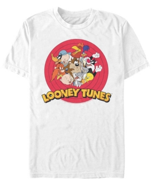 Fifth Sun Men's Looney Tunes Classic Circle Short Sleeve T-shirt In White
