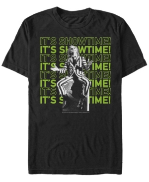 Fifth Sun Men's Beetlejuice It's Showtime Repeating Text Short Sleeve T-shirt In Black