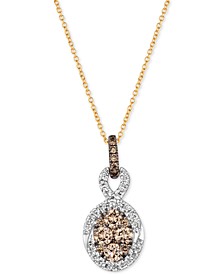 Nude Diamond & Chocolate Diamond 18" Pendant Necklace (5/8 ct. t.w.) in 14k White & Rose Gold