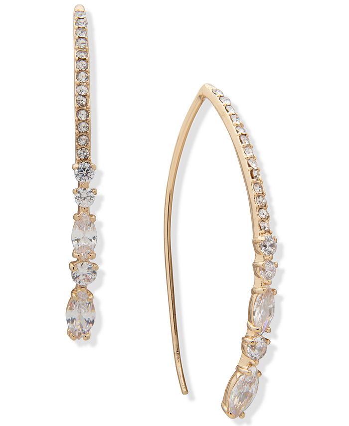 Anne Klein Gold-Tone Crystal Bead & Stone Threader Earrings