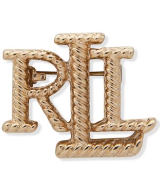Lauren Ralph Lauren Gold-Tone Rope Logo Pin - Macy's