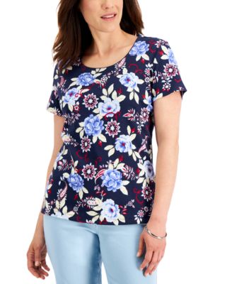 Karen Scott - Printed Scoop-Neck Top