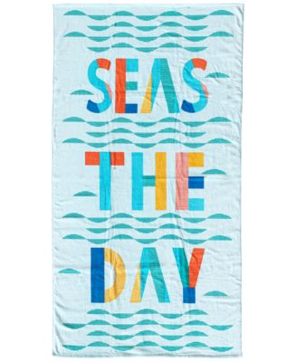 Martha Stewart Collection Seas The Day Velour Beach Towel, Created for ...