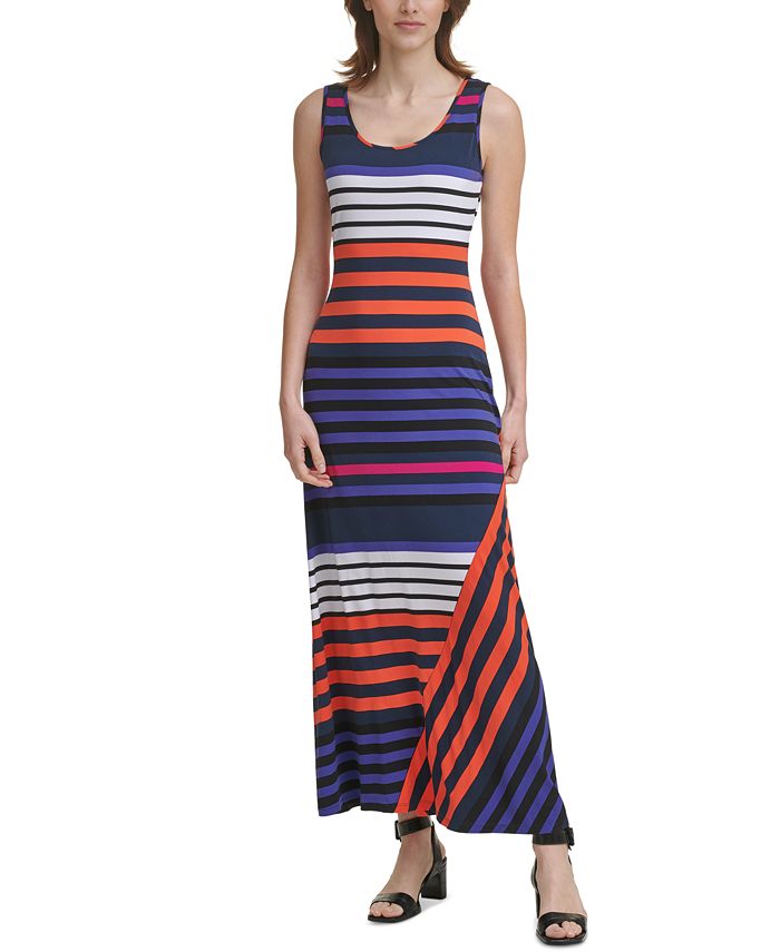 Calvin Klein Striped Knit Maxi Dress - Macy's