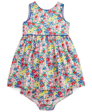 Ralph Lauren Baby Girls Floral Poplin Dress & Bloomer Set