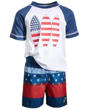 Laguna Baby Boys 2-Pc Red White & Blue Swim Set