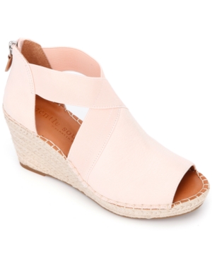 Gentle Souls By Kenneth Cole Charli Cross Elastic Wedge Sandals Women's Shoes In Frose