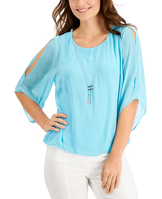 JM Collection Bubble-Hem Necklace Top, Created for Macy's - Macy's