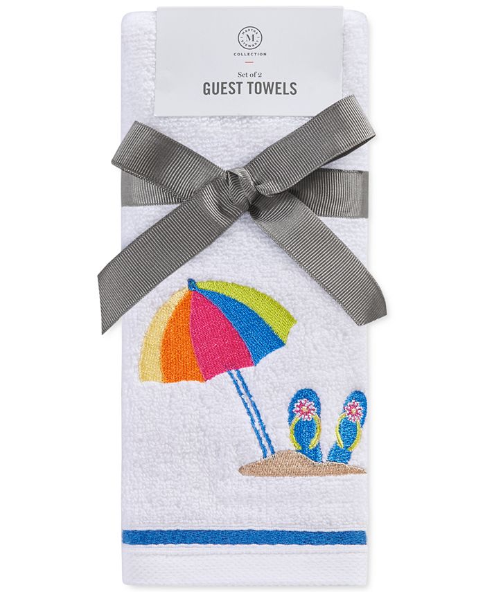 Martha Stewart Collection Beach Scene 2Pc. 11" x 18" Fingertip Towel Set, Created for Macy's