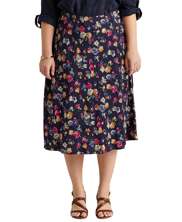 Lauren Ralph Lauren Plus Size Floral Print Skirt - Macy's