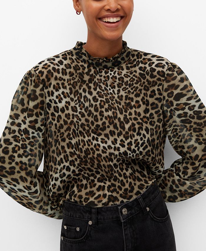 MANGO Women's Leopard Print Blouse Macy's