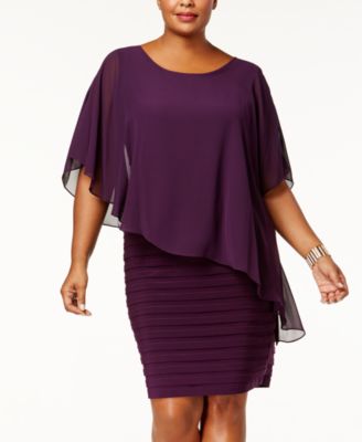 Betsy & Adam Plus Size Chiffon Capelet Sheath Dress - Macy's