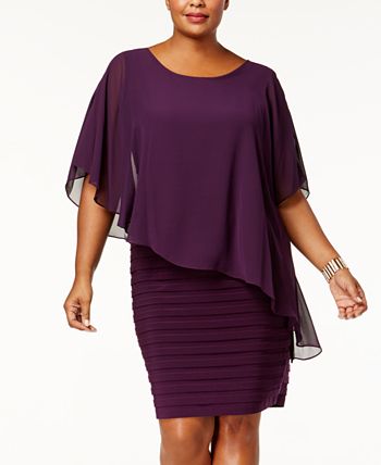 Betsy & adam plus shop size chiffon capelet sheath dress