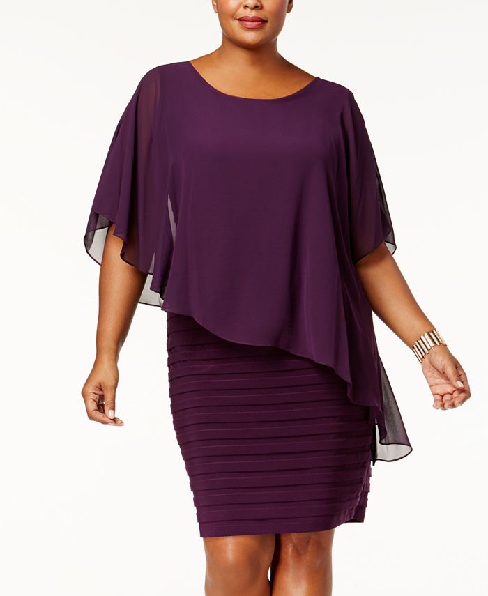 Betsy And Adam Plus Size Chiffon Capelet Sheath Dress Macys 