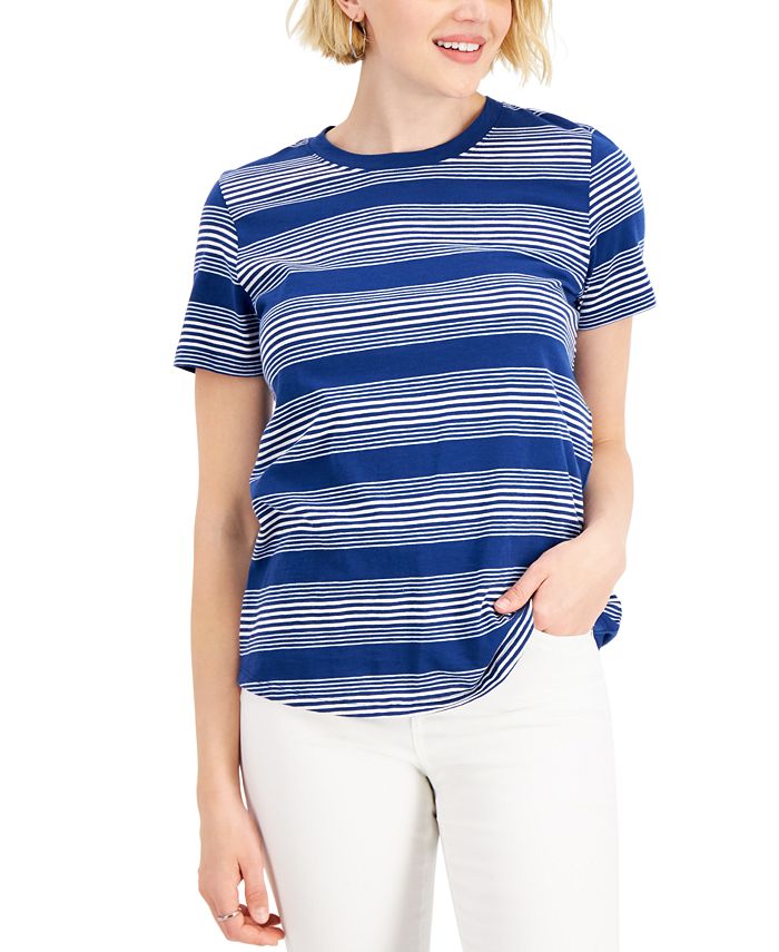 Style & Co Striped Cotton T-Shirt, Created for Macy's - Macy's