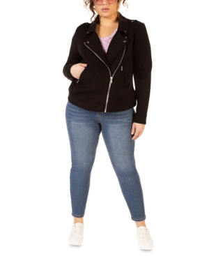 Black Tape Plus Size Stretch Knit Moto Jacket