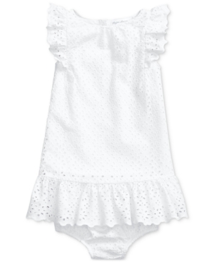 Ralph Lauren Baby Girls Ruffled Eyelet Dress & Bloomer