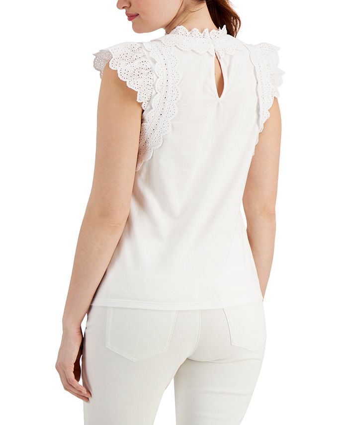 Charter Club Eyelet Sleeveless Top, Created for Macy's & Reviews - Tops ...