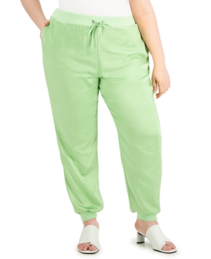 Alfani Plus Size Cuffed-ankle Joggers, Created For Macy's In Pistachio Green