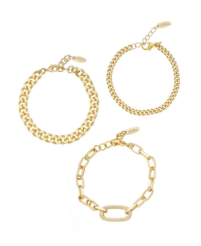 ETTIKA Gold Plated Chain Link Bracelet Set of 3 - Macy's