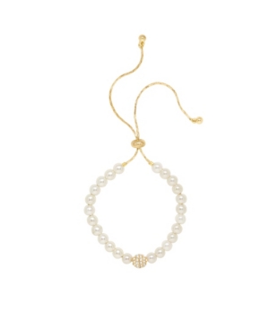 Ettika Adjustable Pearl Bracelet In Gold Plated