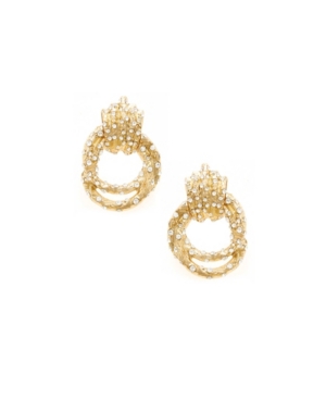 Shop Ettika Crystal Studded Knot Earrings In Gold Plated
