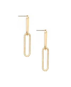 Shop Ettika Elongated Link Crystal Earrings In Gold Plated