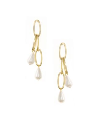 ETTIKA Oval Link Pearl Dangle Earrings - Macy's