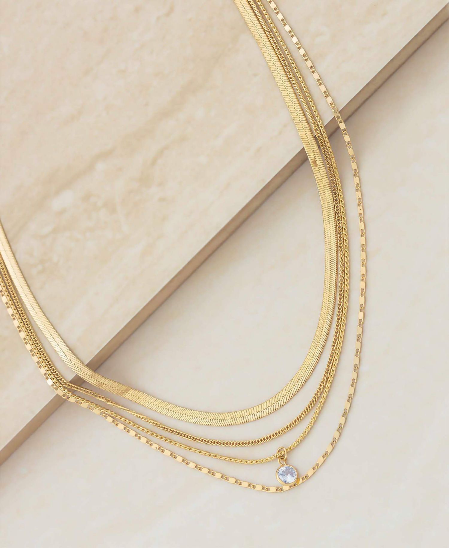 Multi-Chain Layered Gold Plated Necklace