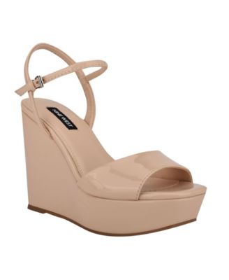 nine west nude wedges