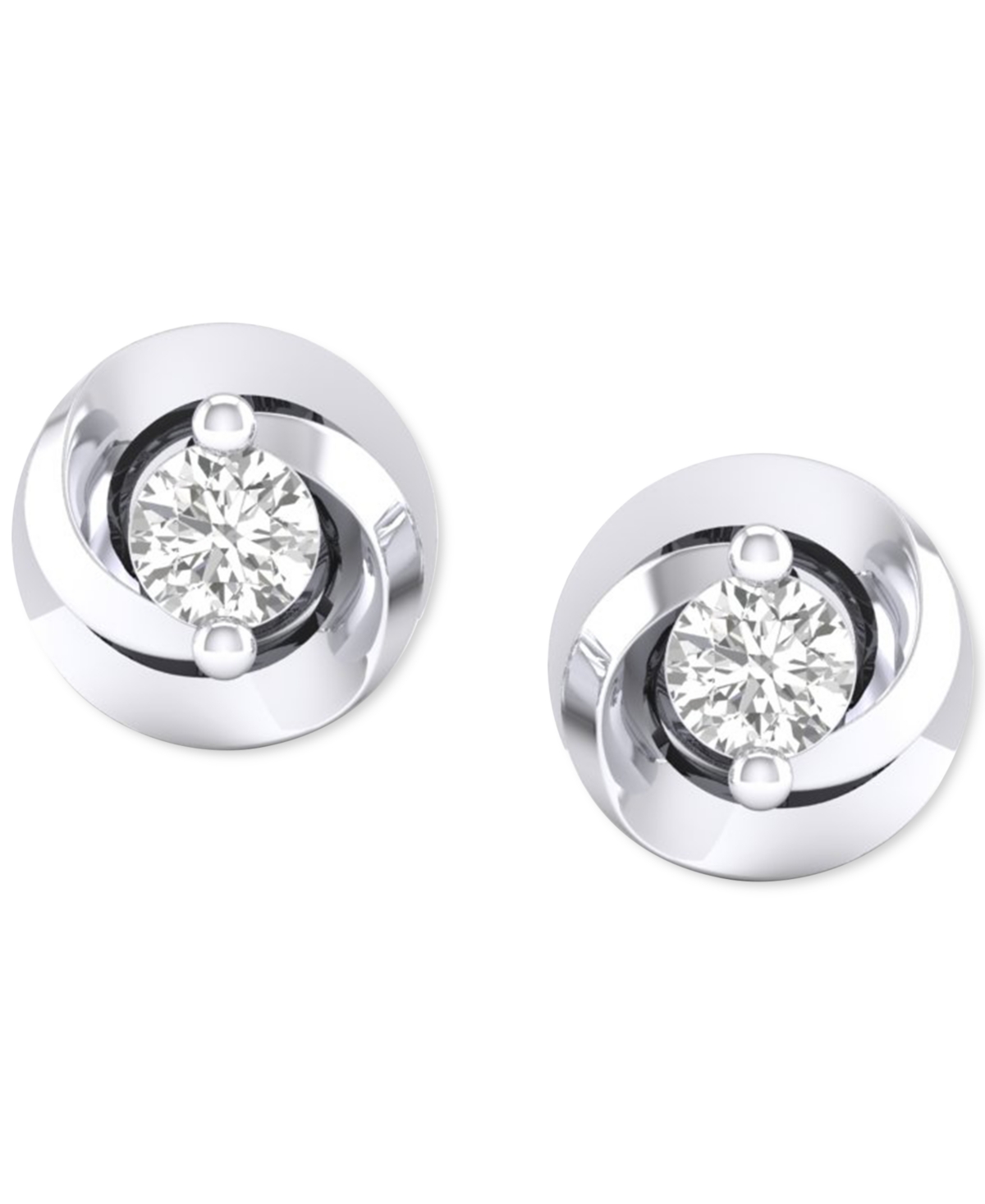 Diamond Swirl Stud Earrings (1/10 ct. t.w.) in 10kor 10k Yellow Gold - White Gold
