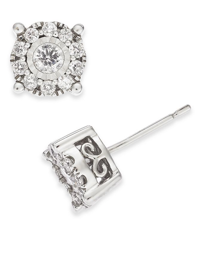 Macy's Diamond Halo Stud Earrings (1 ct. t.w.) in 14k Gold, White Gold