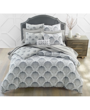 Charter Club Damask Designs 300-thread Count Cotton Sateen 3-pc. Scallop Geo King Duvet Cover Set, Created For Ma In Grey