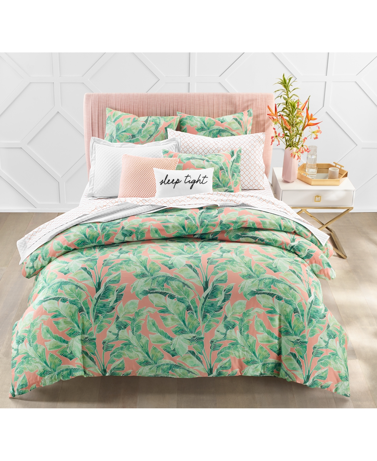 Charter Club Damask Designs 3 pc Tropical Leaves Full queen Comforter 