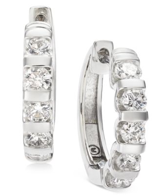 Diamond Five-Stone Hoop Earrings (1/2 ct. t.w.) in 14k Gold or White Gold