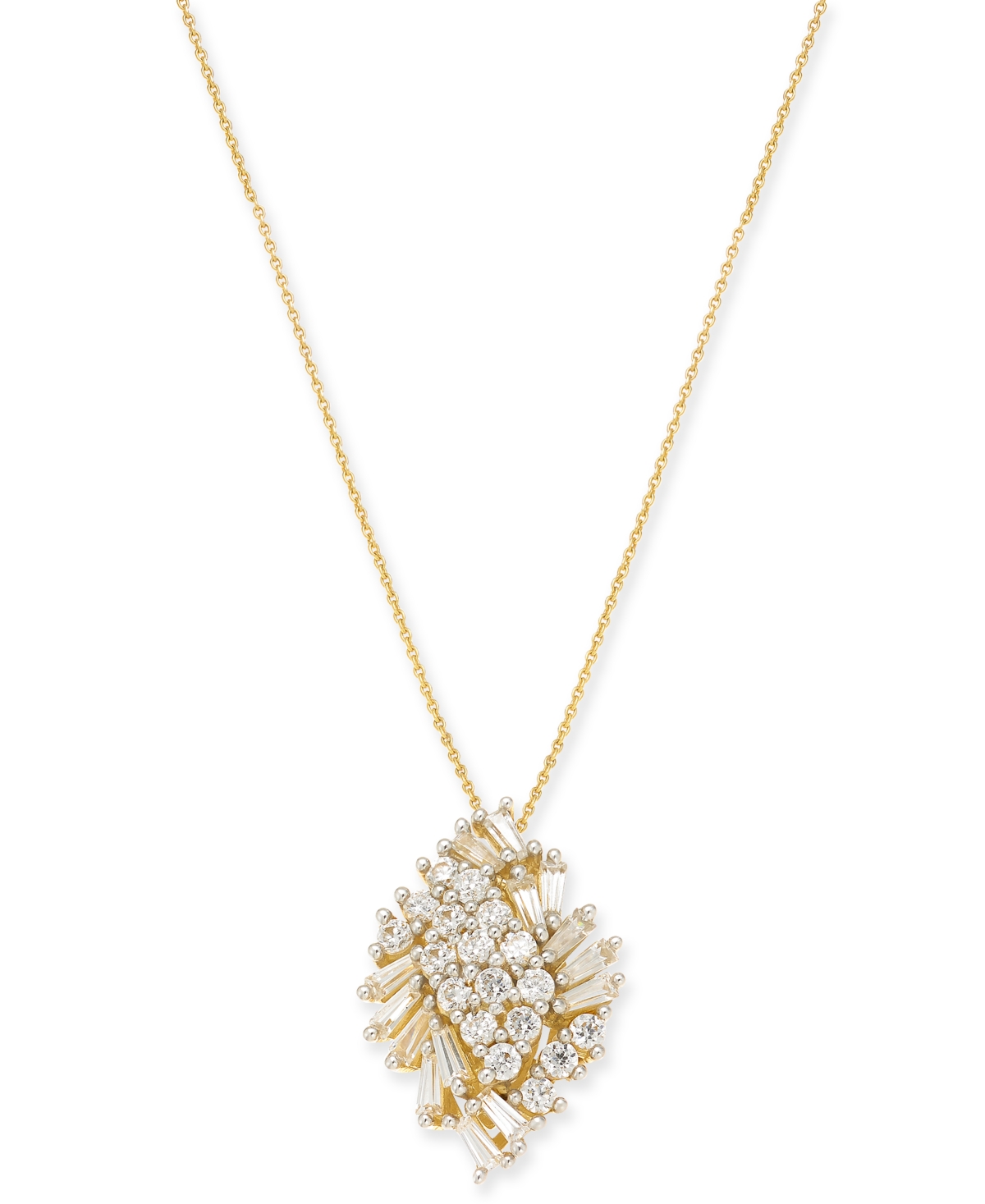 Diamond Cluster Pendant Necklace (1 ct. t.w.) in 14k Gold, Created for Macy's - Yellow Gold