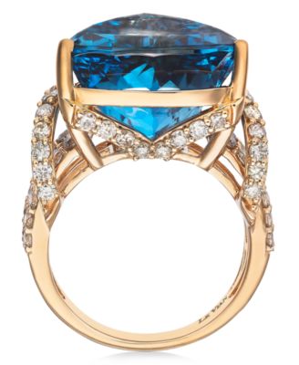 Deep Sea Blue Topaz (9 ct. t.w.) & Nude Diamonds (1-3/4 ct. t.w.) Ring in 14k Rose Gold