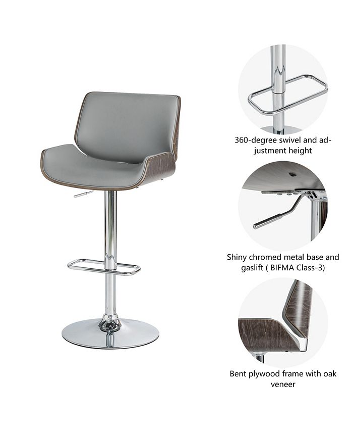 Glitzhome MidCentury Modern Adjustable Height Swivel Bar Stool Macy's