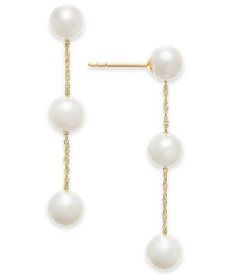 EFFY® Cultured Freshwater Pearl Triple Drop Earrings in 14k Yellow, White or Rose Gold (5mm)