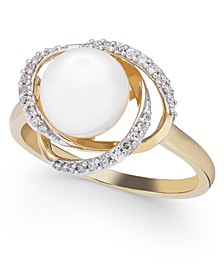 Cultured Freshwater Pearl (8mm) & Diamond (1/8 ct. t.w.) Ring in 14k Gold