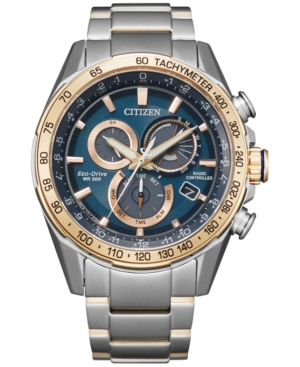 Shop Citizen Eco-drive Men's Chronograph Pcat Two-tone Stainless Steel Bracelet Watch 43mm In Two Tone