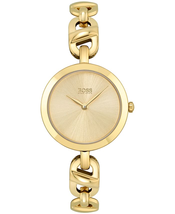 BOSS Women's Chain Gold-Tone Stainless Steel Bracelet Watch 28mm - Macy's