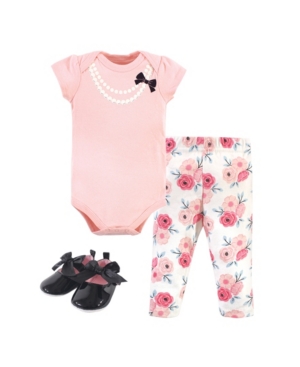 Little Treasure Baby Girls Bodysuit Pant and Shoe Set