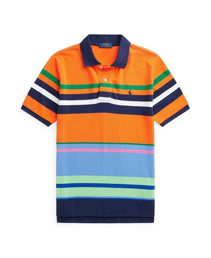 Striped cotton mesh polo shirt discount