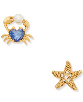 kate spade new york Gold-Tone Cubic Zirconia & Imitation Pearl Heart Crab &  Starfish Mismatch Stud Earrings & Reviews - Earrings - Jewelry & Watches -  Macy's