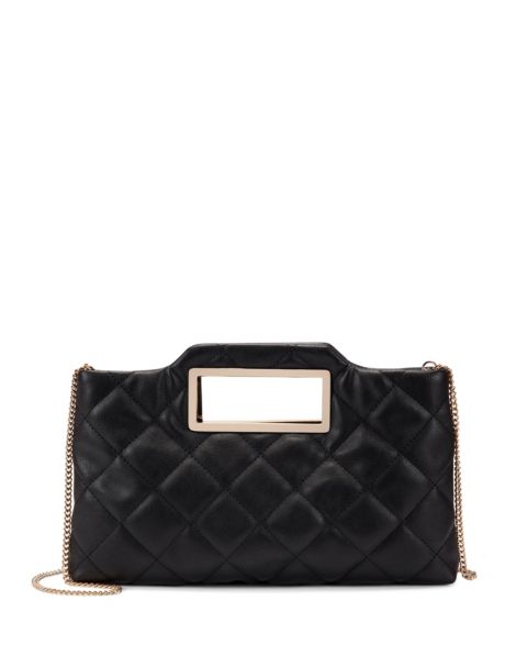 Женский клатч I.N.C. International Concepts Juditth Handle Quilted Clutch, цвет: Чёрный / Золотой