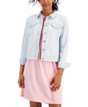 Style & Co Petite Light-Wash Denim Jacket Created for Macy's