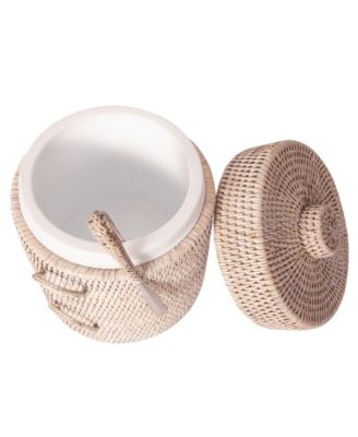 Artifacts Trading Company Rattan Ice Bucket with Tongs