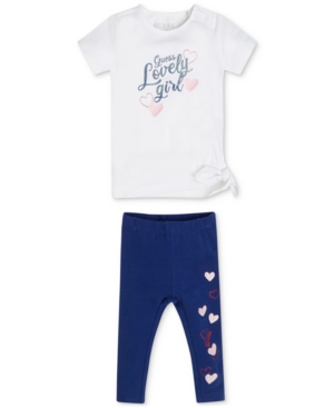 Guess Baby Girls 2-Pc Organic Jersey Side Knot Logo T-Shirt and Leggings Set